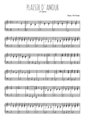 Téléchargez l'arrangement pour piano de la partition de Plaisir d'amour en PDF, niveau moyen